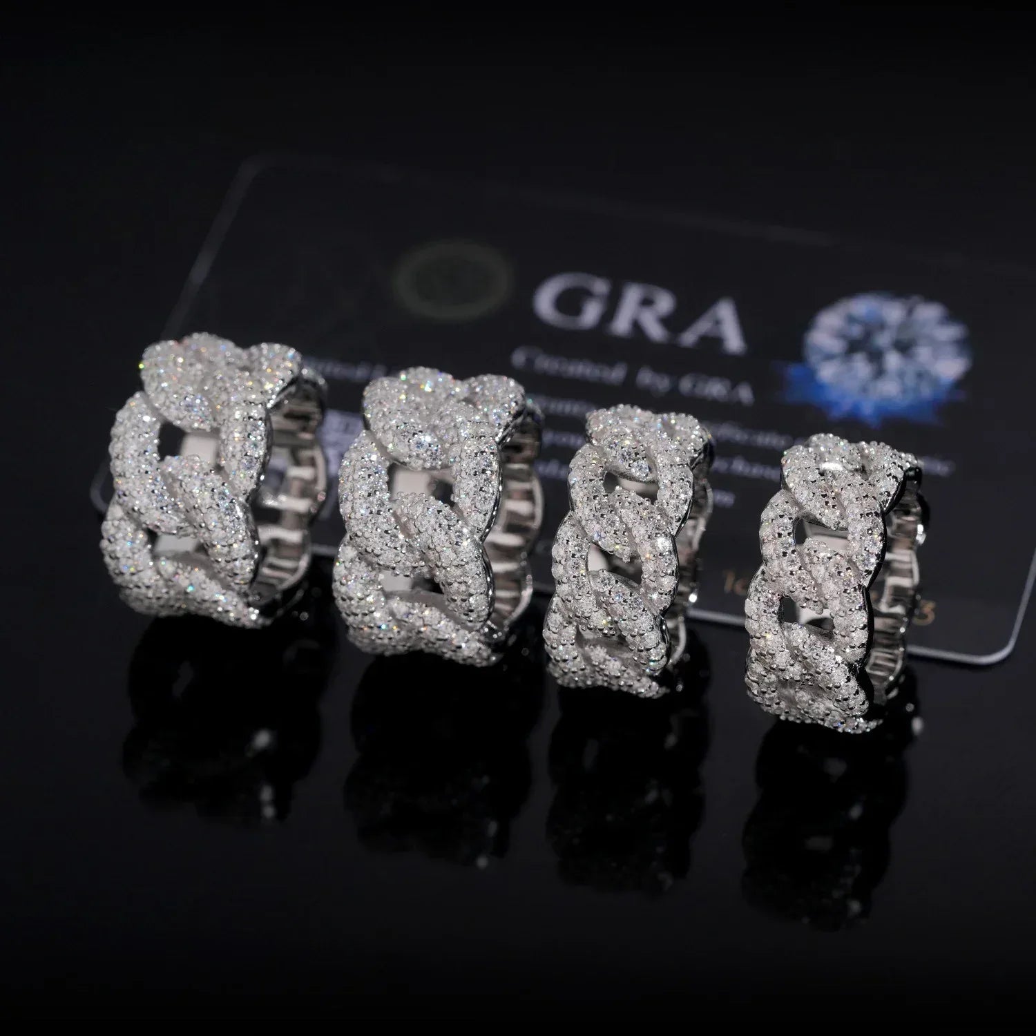 D-Color VVS Moissanite Cuban Link Ring | Unisex Full Iced Out Fashion Jewelry - CaratixJewelry